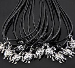 Cool 50pcsLOT Men Women039s Vintage Silver alloy sea turtles pendants surfer necklaces charms Jewellery gifts HJ033822580