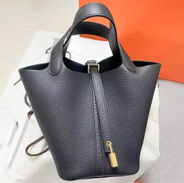 Womens real Leather Basket black bucket bag Mens tote handbag Luxurys Designer shop Shoulder pochette bag travel Clutch High quality lady crossbody Underarm Bags