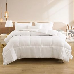 Lightweight Comforter Queen Size Soft Down Alternative Solid Thin Microfiber Square Pattern Bedding 240506