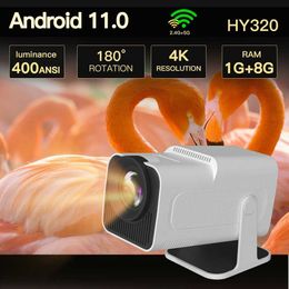 Projectors LYNCAST HY320 Intelligent Projector Android 11 Mini Portable Home Theatre Dual WiFi6 400ANSI BT5.0 Remote Control Project 1080P J240509