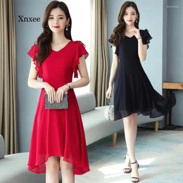 Party Dresses 2024 Ruffle Womne's Dress Sleeveless Summer For Women Red Black Elegant Solid Feminine Vestido Casual Midi