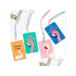 Business Card Files Wholesale Cartoon Candy Holder Colorf Students Bus Case Lanyard Plastic Work Id Neck Strap Holders Drop Delivery O Dhxed