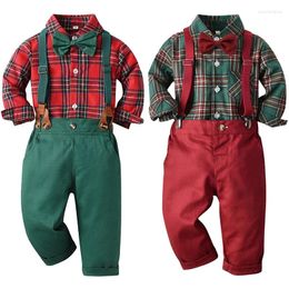 Clothing Sets Fashion Bow-Knot Long Sleeves T-shirts Overalls For Kids Boys Party Home Traveling Performance Jumpsuits Children