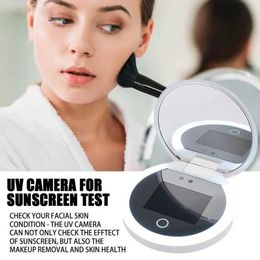 Compact Mirrors UV camera Visualised facial sunscreen makeup mirror with light used for handheld LED Q240509