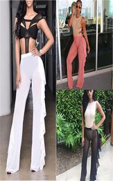 New Women Beach Mesh Sheer Bikini Cover Up Black White Ruffles Swimwear Bathing Suit Bottom Pants Trousers4318899