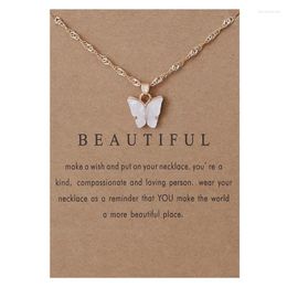 Choker Fashion Jewellery Korean Necklace Trendy Multiple Colours Butterfly Thin Chain Colourful Pendant For Women