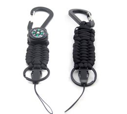 Outdoor Sports Camping Keep Safe Navy Camouflage Color Paracord Keychain with Compass8768624