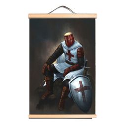Other Arts And Crafts The Crusades Armour Warrior Canvas Art Print Poster Vintage Masonic Knights Templar Scroll Painting Wall Hanging Dheqp