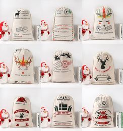 Christmas Gift Bags Santa Sacks Xmas Party Accessories Monogrammable Sack Drawstring Bag 9 Designs Bulk in Stock YFA30914138121