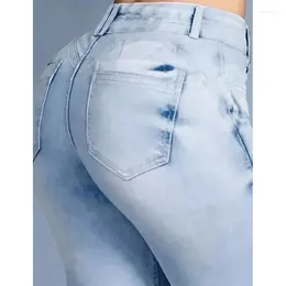 Women's Jeans Women's Pants 2024 Fashion Casual Medium Strecth Micro Horn Hip Lift High Waist Slim Fit Skinny Flare
