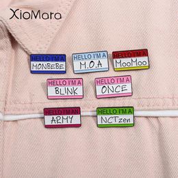 Brooches Hello I'm An Army Enamel Pin Korean Kpop Boy Girl Band Fans Assistance Dialog Box Brooch Lapel Badge Jewelry Gift For Friends