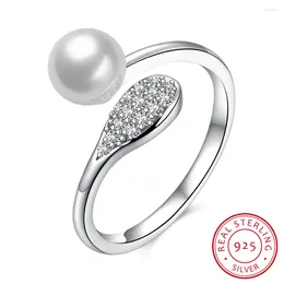 With Side Stones 925 Sterling Silver Ring Darling Open Designer Love Pearl Adjustable Wedding Band Rings For Women Fine Jewellery