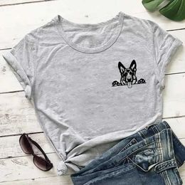 Women's T-Shirt German Shepherd Cotton Tshirt Print Women Unisex Funny Casual O-Neck Short Slve Top Pet Lovers Dog Mom Short Slve Breathable Y240509