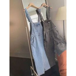 Women's Jumpsuits Rompers Jumpsuits Women Solid Harem Pants Korean Style Vintage Denim Trousers One Piece Outfit Women Loose Casual Rompers Women Clothes Y240510