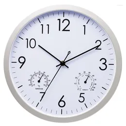 Wall Clocks 12Inch Clock With And Hygrometer Display Round Hanging For Indoor Outdoor Garden Yard Decors
