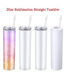 20oz 30oz Straight blank white Tumblers stainless steel vacuum insulated cup with lid straw coffee Sublimation Straight Tumbler 036124159