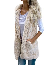 Women039s Vests Sexy Womens Vest Winter Warm Hoodie Open Stitch Outwear Casual Cardigan Coat Faux Fur Zip Up Sherpa Jacket Fash7865167