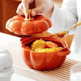 Bowls Pumpkin Reusable Cereal Bowl With Lid Microwave Bakeware Oven Baking Kitchen Halloween Party Festival Decoration Ramen Set