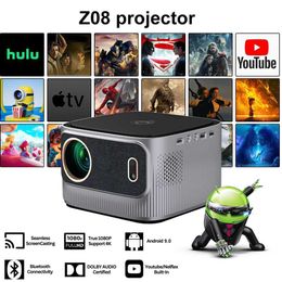 Projectors Z08 Full HD Projector Auto Focus Native 1920x1080P Android Bluetooth 5G WiFi LED Video Beam Supports 4K Smart Home Cinema J240509