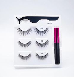 Magnetic Lashes Eyeliner Kit 3D Mink Eyelashes With 5 Mgnets Long Lasting 3 Pair False Box Support Private Label2399331