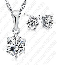 Top Grade Wedding Jewellery Set Austria Crystal Stud Earrings Necklace 925 Pendant Necklace Nice6758342