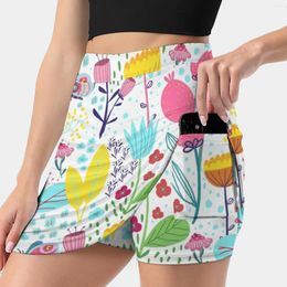 Skirts Funky Flowers Women's Skirt Y2K Summer Clothes 2024 Kpop Style Trouser With Pocket Modern Hipster Hip Floral Bold