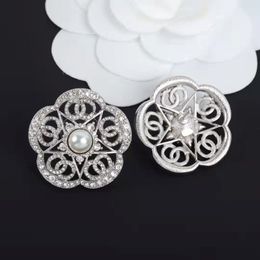 Luxury designer flower earrings ladies pearls diamonds 925 silver needles earring fashion Jewellery 173S