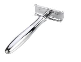 Men Shaving Double Edge Safety Razor Classic Shaver Zinc Alloy Silver Long Handle Razors Manual Manual Razor Set9994043