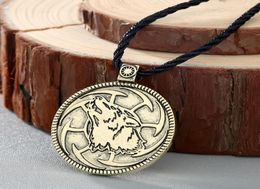 Pendant Necklaces Retro Slavic Wolf For Men39s Viking Runes Amulet Serbia Animal Necklace Rope Chain Kolovrat Jewelry Accessory2911161