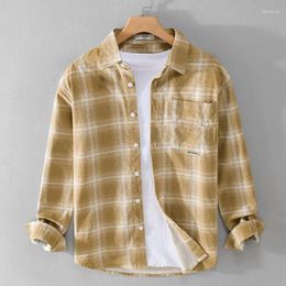 Men's Casual Shirts Retro Versatile Plaid For Men 2024 Spring Fashion Cotton Long Sleeve Blouses Youth Male Handsome Cool Tops