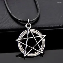 Pendant Necklaces Pentagram Star Necklace For Women Gothic Wicca Charms Accessories Leather Choker Satan Fashion Jewelry Witchcraft Goth