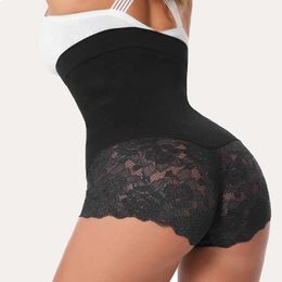 Waist Tummy Shaper High Shaped Underwear Womens Lace Plus Size Boosting Hip Beauty Pants S-4XL Q240509