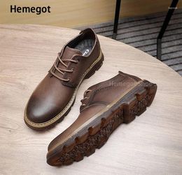 Casual Shoes Brown Leather Lace Up Breathable Black Cowhide Soft Sole British Style Top Quality Men's