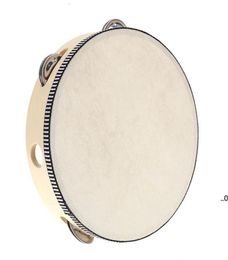 Drum 6 inches Tambourine Bell Hand Held Tambourine Birch Metal Jingles Kids School Musical Toy KTV Party Percussion Toy sea ship E2571443