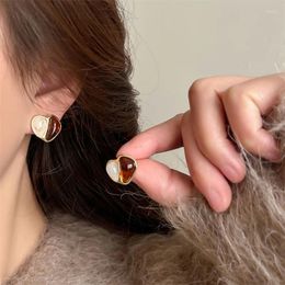 Stud Earrings Irregular Heart 2024 Trend Vintage Temperament Resin Drop For Girl Lady Fashion Gifts Delicate Jewellery
