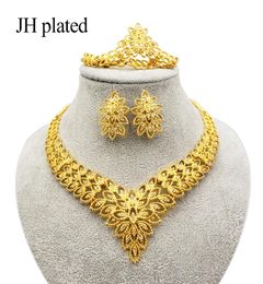 Exquisite Luxury Dubai Jewelry sets gold color necklace earrings India Nigeria African Big Accessories gifts for women set 2011252309042