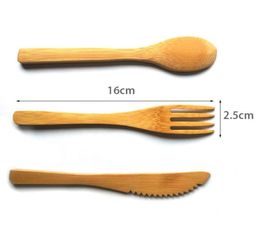 3PcsSet EcoFriendly Japanese Portable 16cm Cutlery Set Bamboo Dinnerware Set Knife Fork Dinner Tableware Jam Cutlery Set For Chi7909034