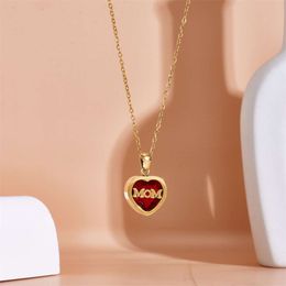 Fashion Love Mom Letter Pendant Zircon Necklace Mothers Day Gift Jewelry