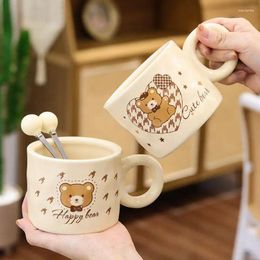 Mugs Cute Bear Mug Large Capacity Ceramic Cup High Temperature Resistant Student Breakfast Office Home Couple Gift