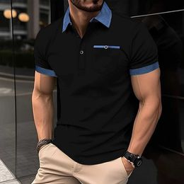 Men's Polos Mens Polo Shirt Fashion Color Matching Short Slve For Men Business Casual Mens Top Daily Strt Style Mens Polo Shirt Y2405101VWC