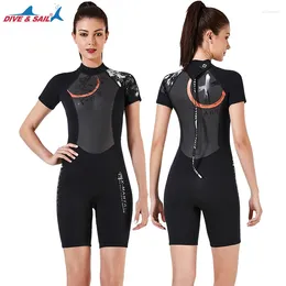 Women's Swimwear Thick Conjoined Diving Suit For Women 1 Piece Short Sleeve 1.5mm Thin Jumpsuits Sport Equipment