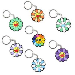 pvc flowers keychains fashion cute cartoon key ring holder accessories bag car pendant kid toy party gift