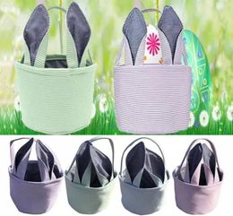 Easter Party Supplies Easters Seersucker Bag Festive Cute Bunny Ears bucket Outdoor Portable Picnic rabbit ear Hand Basket7262031