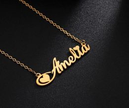 Custom Customizable Name Pendant Stainless Steel Gold Plated Necklace Women Letter Crown Personalised Jewellery Gift9958861