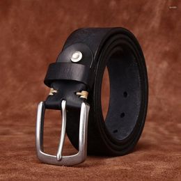 Belts 3.8CM High Quality Thick Cowhide Steel Buckle Genuine Leather Casual Jeans Cowboy Belt Men Simple Retro Luxury Male Strap Cintos