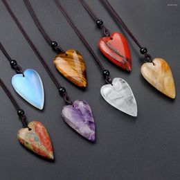 Pendant Necklaces 5PCS Natural Stone Reiki Healing Crystal Turquoise Heart Shape Amethysts Gemstone Necklace Women Charm Men Jewellery Gift