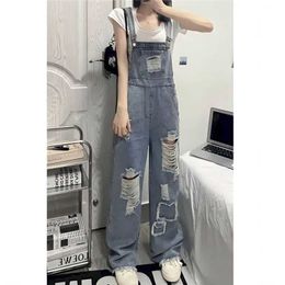 Women's Jumpsuits Rompers Denim Jumpsuits Women One Piece Outfits Women Rompes Loose Hole Design American Style Casual Vintage Playsuits Women Clothing Y240510