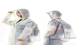 Transparent Raincoat With Backpack Waterproof Poncho Men Cover Rain Gear Clock Rain Coat Women Adult Hiking Long Rainwear2115652