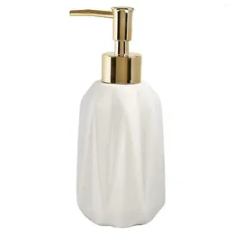 Storage Bottles Ceramic Soap Dispenser 10 Oz Hand With Pump Refillable Liquid Dish And Lotion For Bathroom (White)