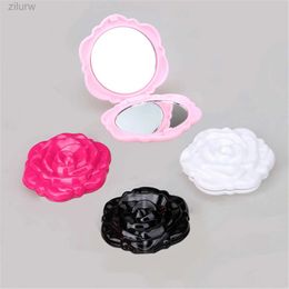 Compact Mirrors 1 portable mini mirror retro rose mini pocket makeup mirror double-sided manual mirror compact beauty tool d240510